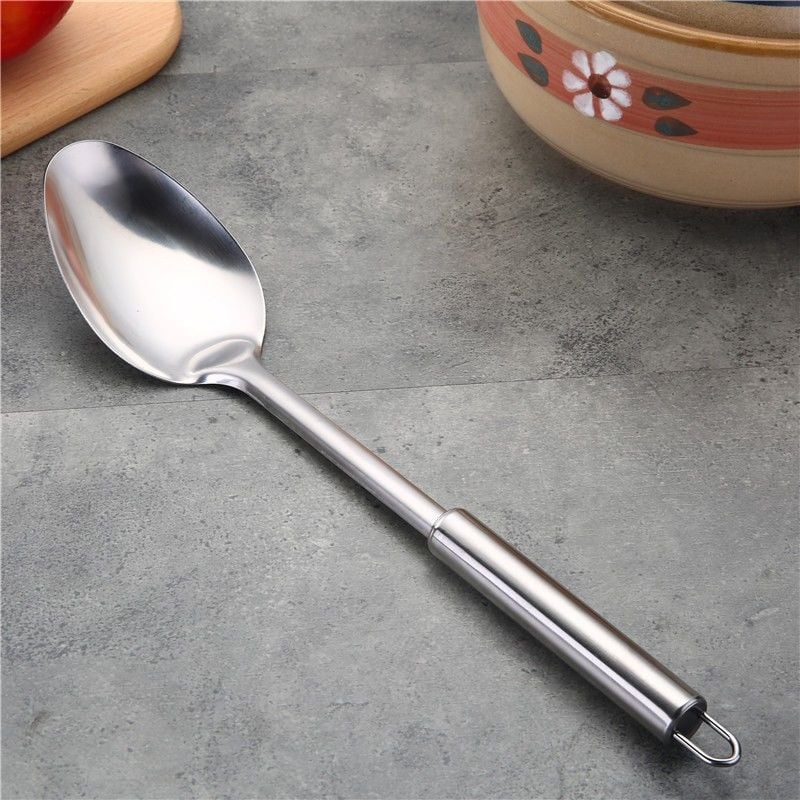 6 Parça Paslanmaz Çelik Mutfak Gereç Seti Askılı - Kepçe, Kevgir, Spatula