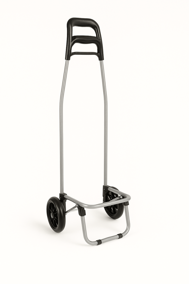 Ses Yapmaz Tekerlekli Su Geçirmez Çantalı Alüminyum Gövdeli Katlanabilir Pazar Arabası Kahverengi