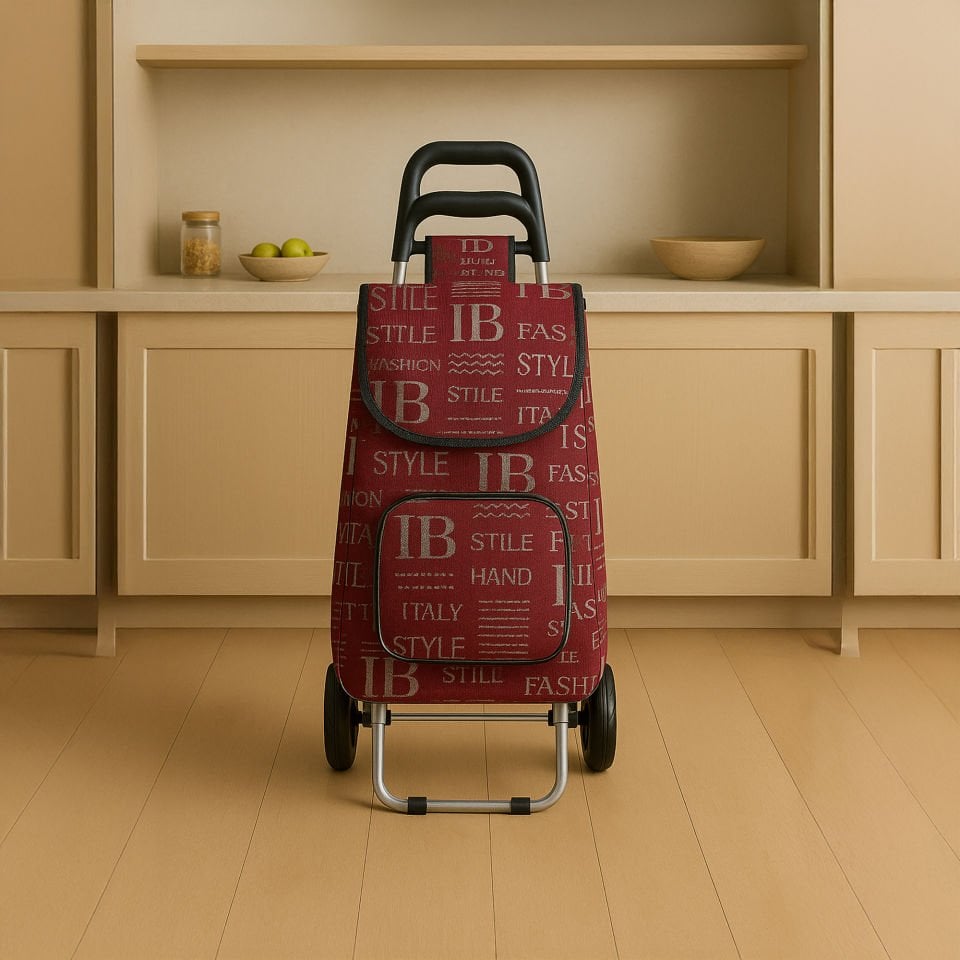 Ses Yapmaz Tekerlekli Su Geçirmez Çantalı Alüminyum Gövdeli Katlanabilir Pazar Arabası Kahverengi