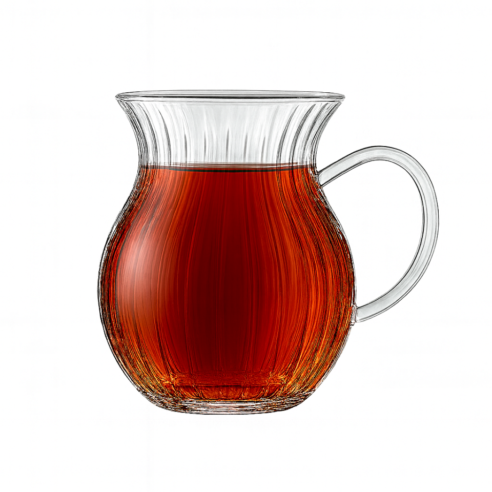 Keyf-i Ala 6'lı Isıya Dayanıklı Çizgili Borosilikat Cam Kulplu Çay Bardağı 200 ml