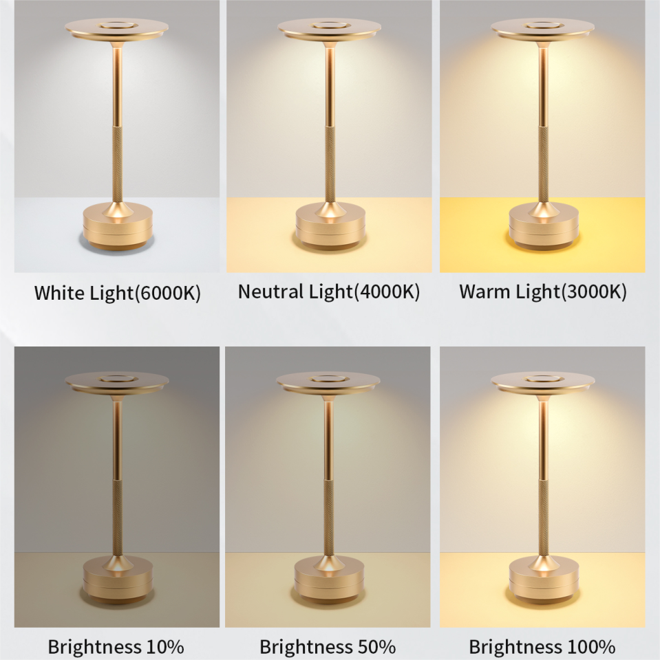 Gold Usb Şarjlı Dokunmatik LED Masa Lambası – 3 Kademeli Işık, Modern Tasarım