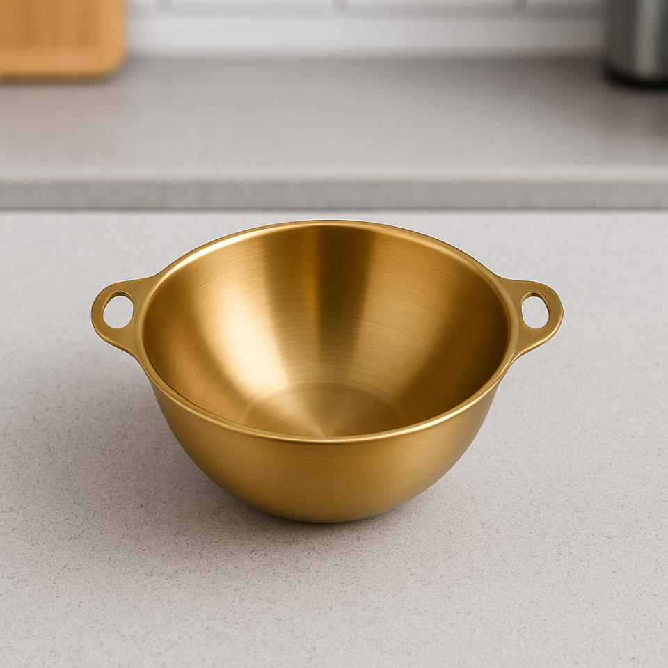 Gold Paslanmaz Çelik Kulplu Mini Kase – Sos Sunum Servis Kabı 13 cm