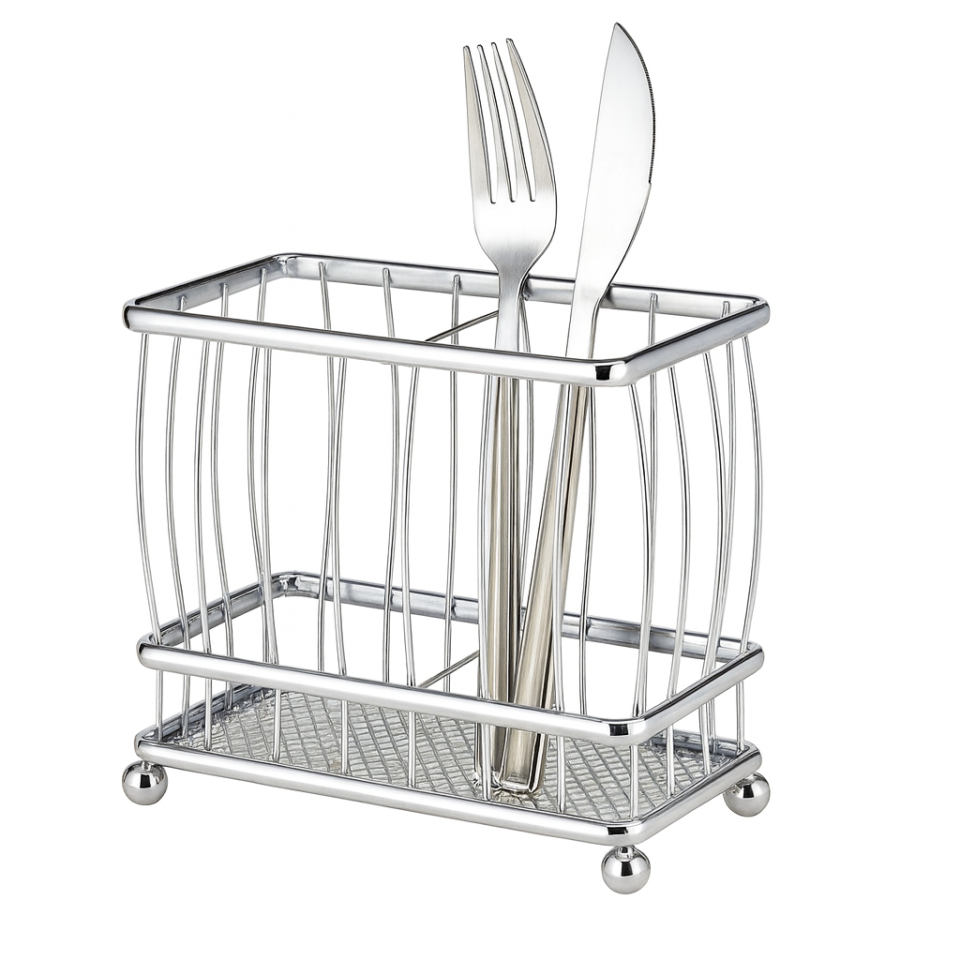 Gümüş Metal Ayaklı Dikdörtgen Lüks Kaşıklık – Çatal Bıçak Düzenleyici Organizer