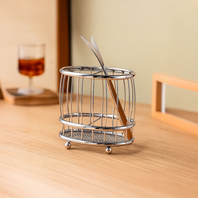 Gümüş Metal Ayaklı Lüks Kaşıklık – Çatal Bıçak Düzenleyici Organizer