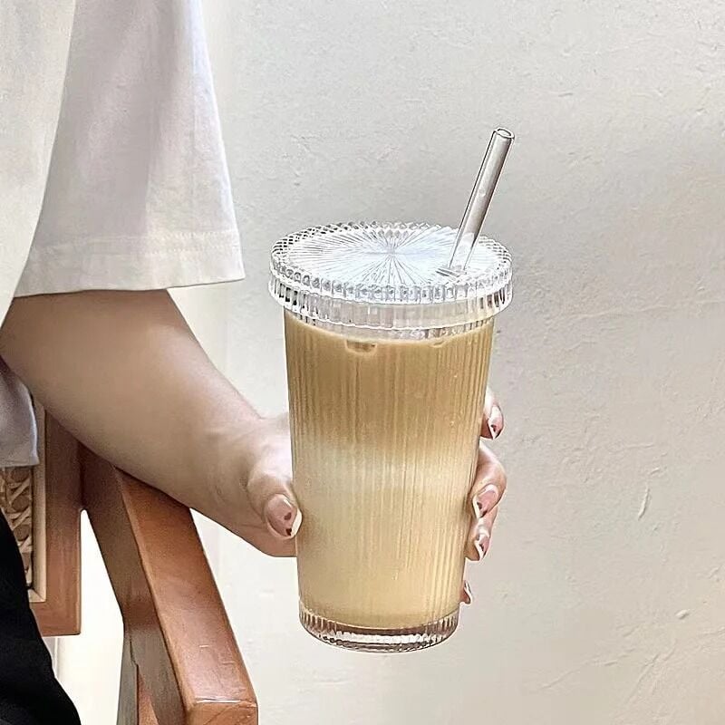 Isıya Dayanıklı Cam Pipetli Tea Ve Borosilikat Çizgili Cam Bardak Kahve Sunum