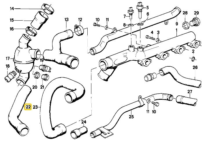 BMW E30 320is ve M3 S14 MOTOR RADYATÖR ALT HORTUMU 11531309668