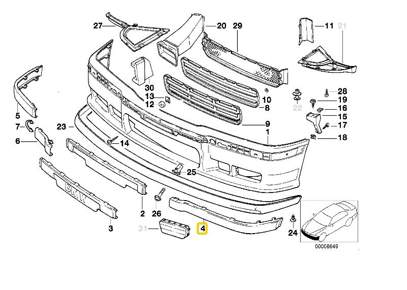 BMW E36 M ÖN TAMPON ÇITASI SOL PÜTÜRLÜ OEM NO 51112265637