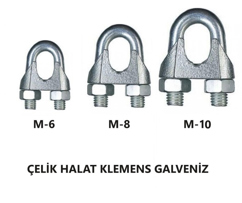 ÇELİK HALAT KLEMENS GALVENİZ ÖLÇÜ M-8