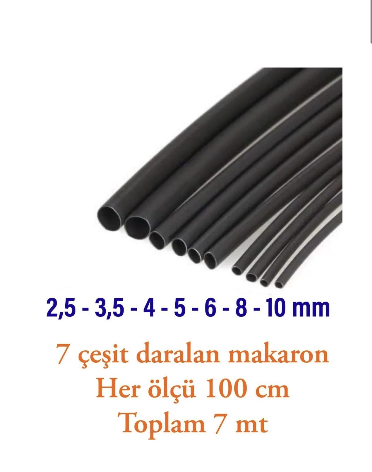 Isıyla Daralan Makaron Kablo Seti (7 Çeşit Herbiri 100 Cm) WOER(Kopya)