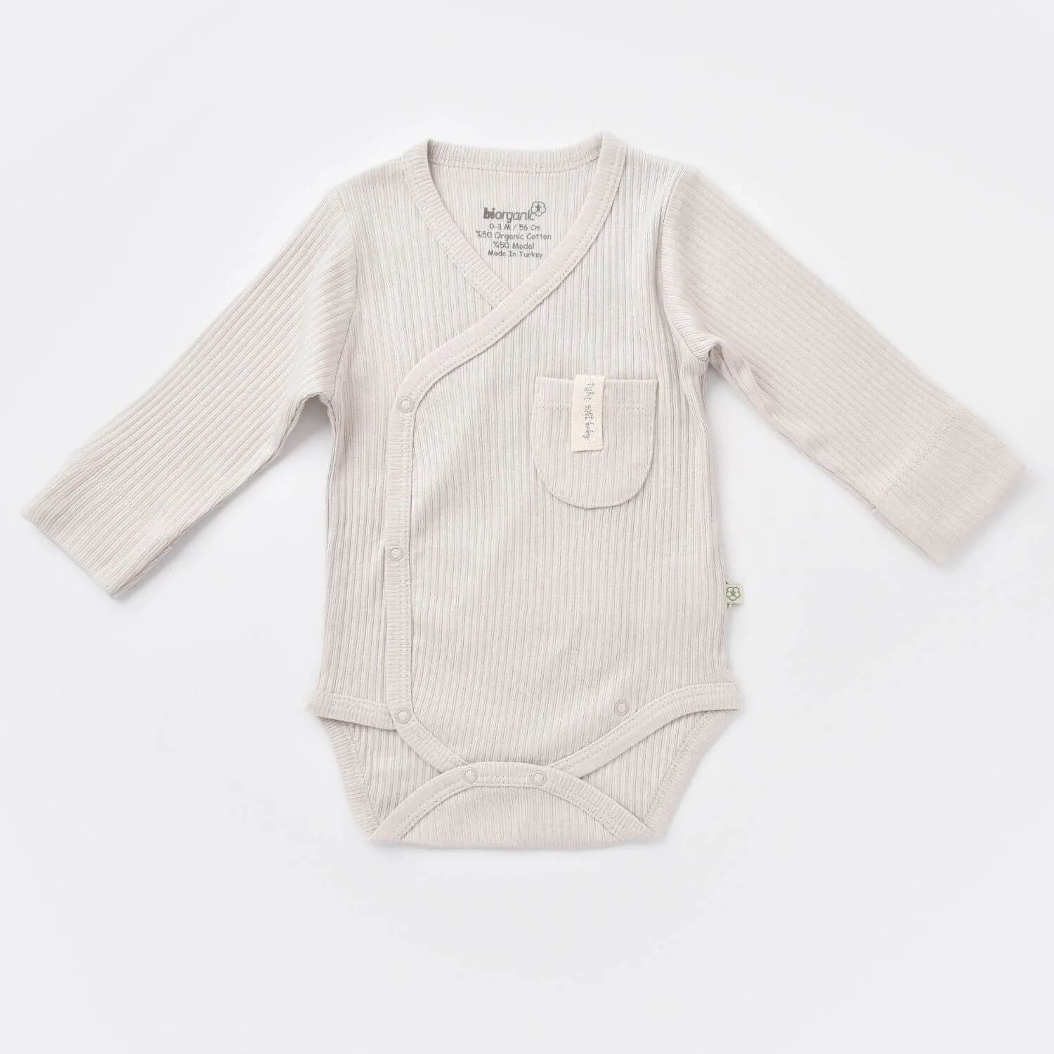 Bibaby Biorganic Soft Modal Eldivenli Kruvaze Body 56904 Gri