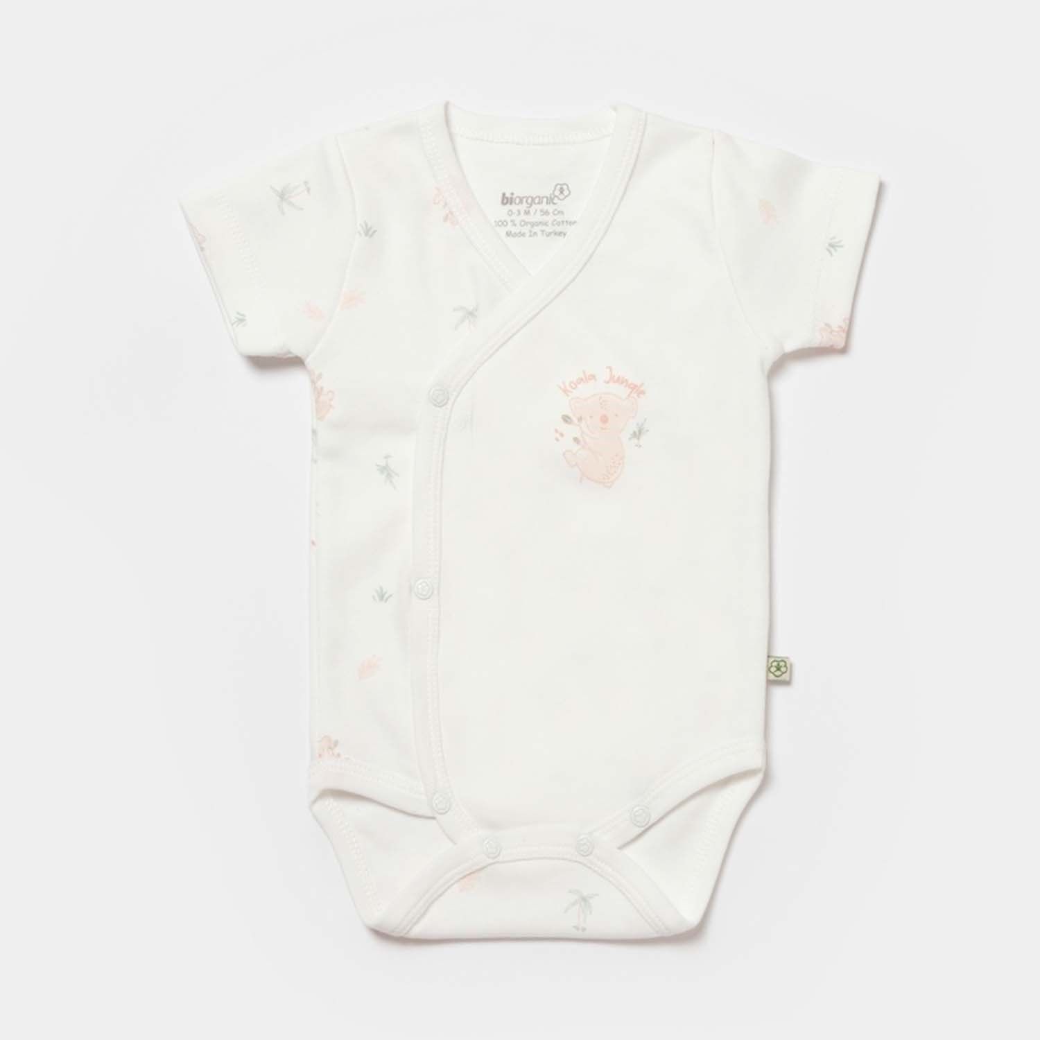 Bibaby Biorganic Koala Jungle Kısa Kol Kruvaze Body 56970 Pembe