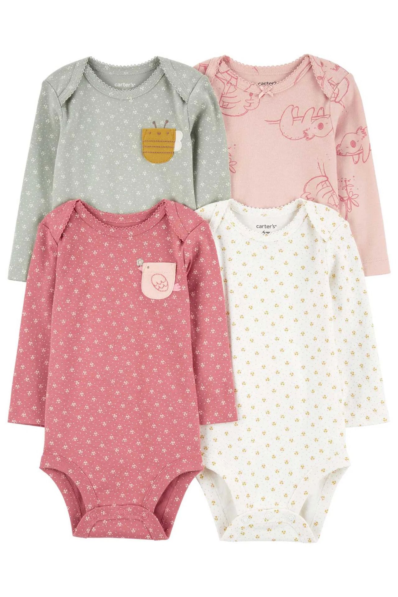 Carter's Kız Bebek Uzun Kollu Body Set 4'lü Paket 1R700210 Renkli