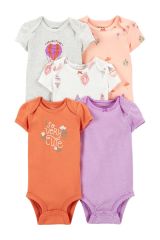 Carter's Layette Kız Bebek 5'Li Kısa Kol Body 1P567010 Karışık Renkli