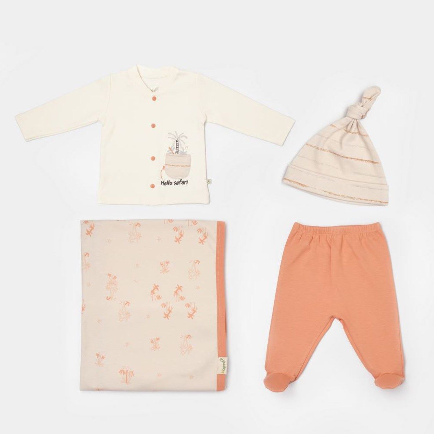 Bibaby Biorganic Hello Safari Battaniyeli Tüllü Set 62336 Ekru Kiremit