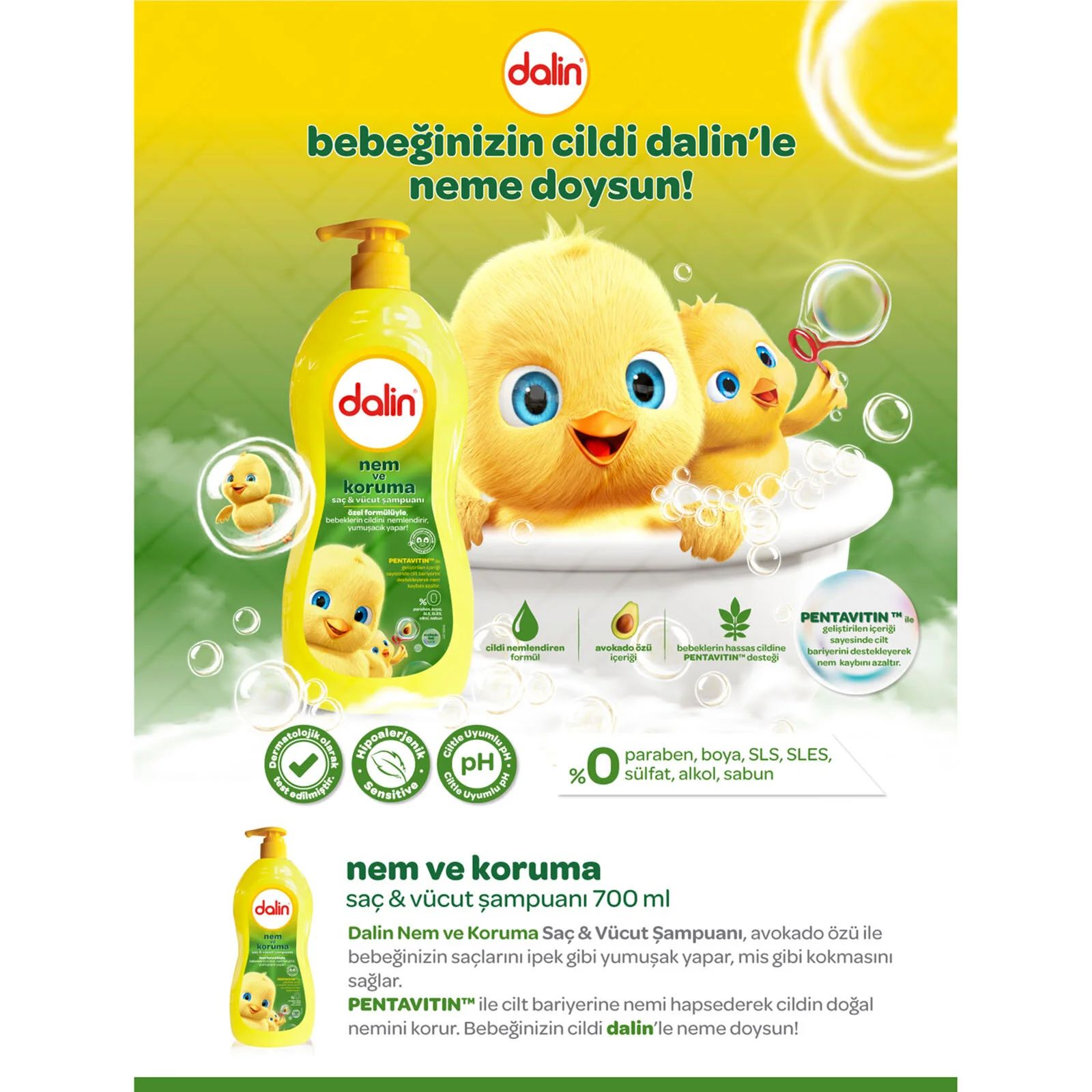 Dalin Bebek Şampuanı Nem ve Koruma 700ml