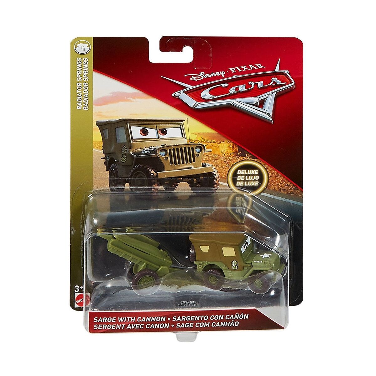 DISNEY PIXAR CARS - SARGE with CANNON NOC- Card Wear