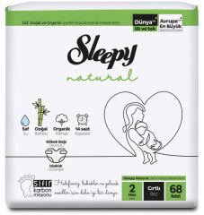 Sleepy Natural Bebek Bezi Yeni Jumbo 2 Beden 3-6 Kg 68 Adet