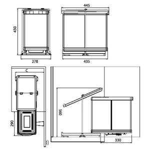 Hafele Clever D Çöp Kutusu P. Çel, 14+14l, 35cm