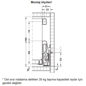 Hafele İç Çekmece Seti 120'lik Modül İçin Kare Bordürlü 35'lik Beyaz