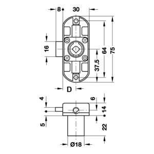 Hafele Symo İspanyolet Sol Kilit 18/15mm, Nikel Renk