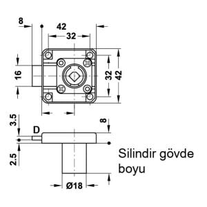 Hafele Symo Sürgülü Sol Kilit 22mm, Nikel Kaplama