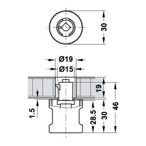 Hafele Döner Sol Kulp 30mm, Mat Nikel Renk