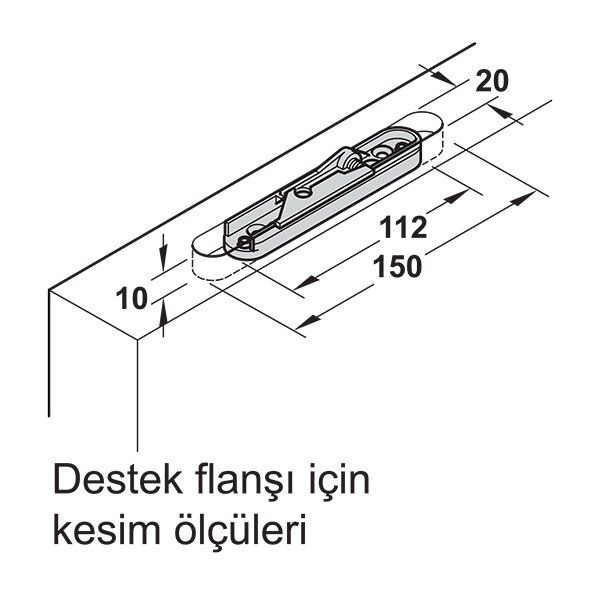 Hafele Slıdo D-Line 11-41 Alt Kılavuz Ray Plastik Siyah 1000Mm