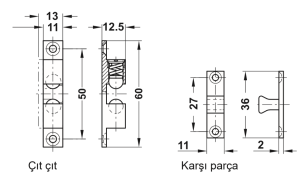 Hafele Bilyalı Çıt Çıt 60mm, Parlak Pirinç Renk