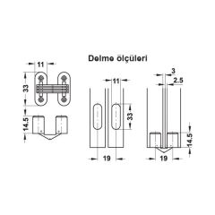 Hafele Gizli Menteşe 11x33mm Kahverengi/Bronz