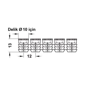 Hafele Plastik Açılan Şerit Dübel M6x13mm (108 adet), Beyaz