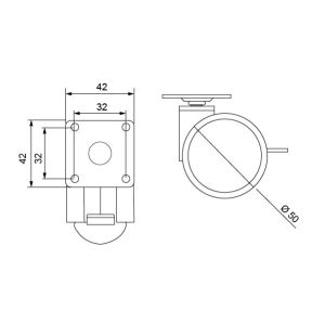 Hafele İkiz Tekerlek Frenli Gri Ø50x64mm