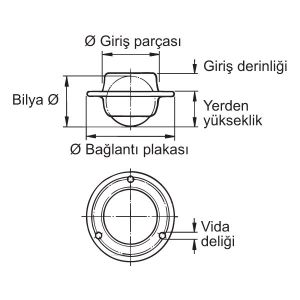 Hafele Tekerlek Frensiz Ø13x10mm, Sarı Kromaj