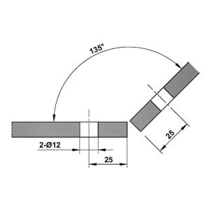 Hafele Cam Tutucu Cam-Cam 135 Derece Parlak Krom Renk