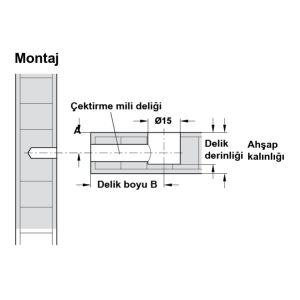 Hafele Minifix Faturasız Gövde 15/18mm (100 Adet)