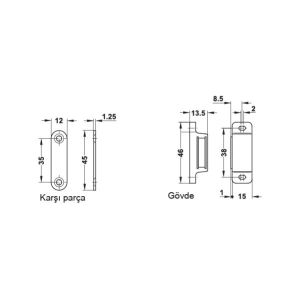 Hafele Mıknatıs 4-5kg 16x13,5x46mm, Beyaz Renk