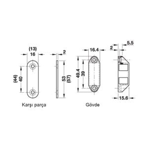 Hafele Mıknatıs 4kg 16,4x15,6x49,4mm, Nikel Renk