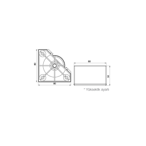 Hafele Aida Üçgen Mobilya Ayağı 80x50mm, Siyah Renk