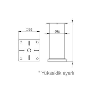 Hafele Alden Yuvarlak Mobilya Ayağı 38x150mm, Parlak Krom Renk