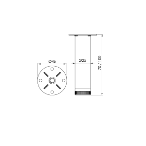 Hafele Bonny Yuvarlak Mobilya Ayağı 25x70mm, Parlak Krom Renk