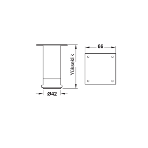 Hafele Dairesel Mobilya Ayağı Ø42mm H:150-170mm, Parlak Krom Renk