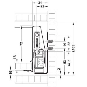 Hafele Matrix Box P, Bronz Kahve 18/92/500mm - Vidalı