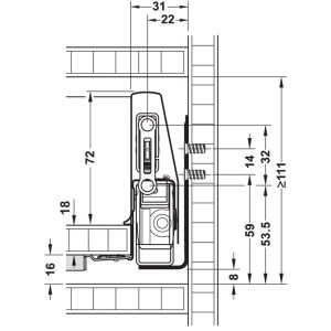 Hafele Matrix Box P, Bas-Aç Gri 18/500-600mm - Dübelli