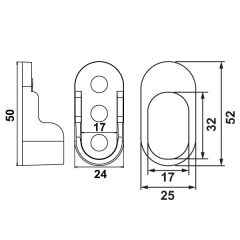 Hafele Askı Borusu Flanşı Oval Mat Krom Plastik 25Mm