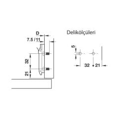 Hafele Duomatıc SM I Taban Vidalı, 5mm / 3mm