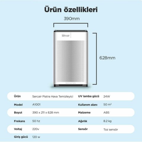 Sercair Piatra A1001 Akıllı UVC Hava Temizleyici