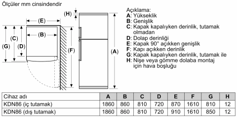 Siemens KD86NAWF1N 186x86 cm Üstten Donduruculu Beyaz Buzdolabı