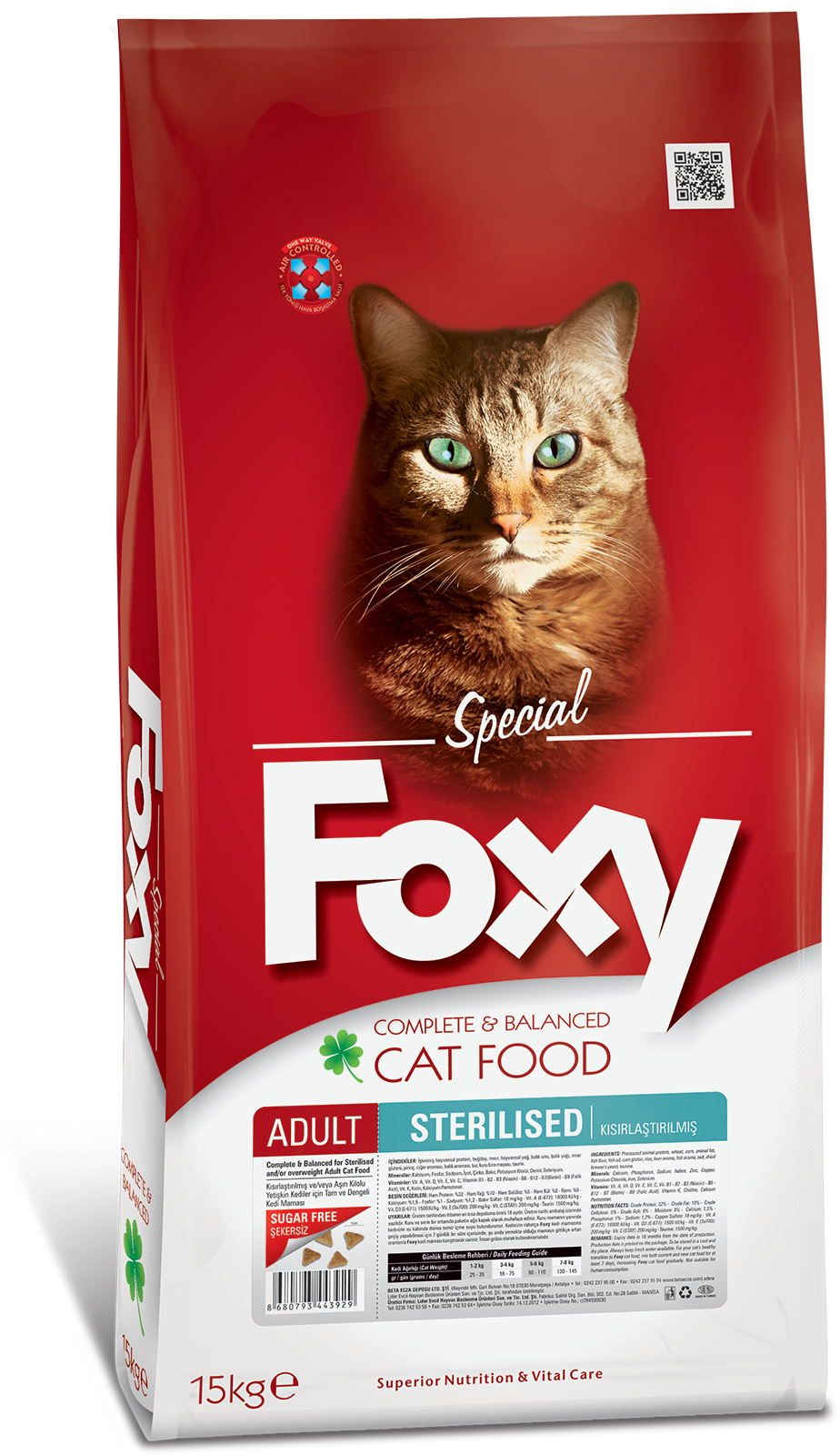 Foxy Tam ve Dengeli Balıklı Kısır Yetişkin Kedi Maması 15kg