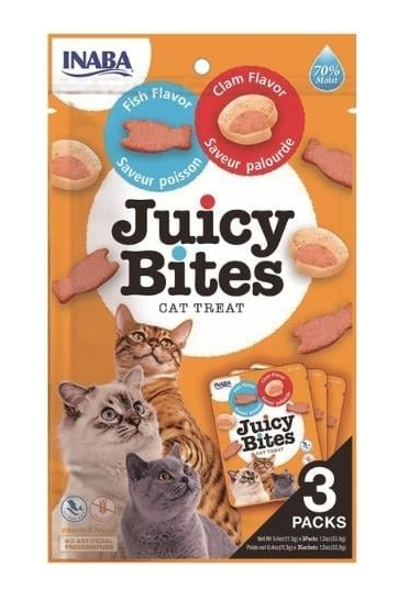 INABA Juicy Bites Balıklı ve İstiridyeli Kedi Ödül Maması 11.3 Gr 3 Adet