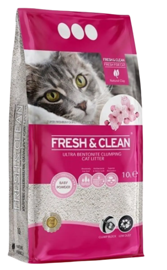 Fresh Clean Bebek Pudralı Bentonit Topaklanan Kedi Kumu 10lt