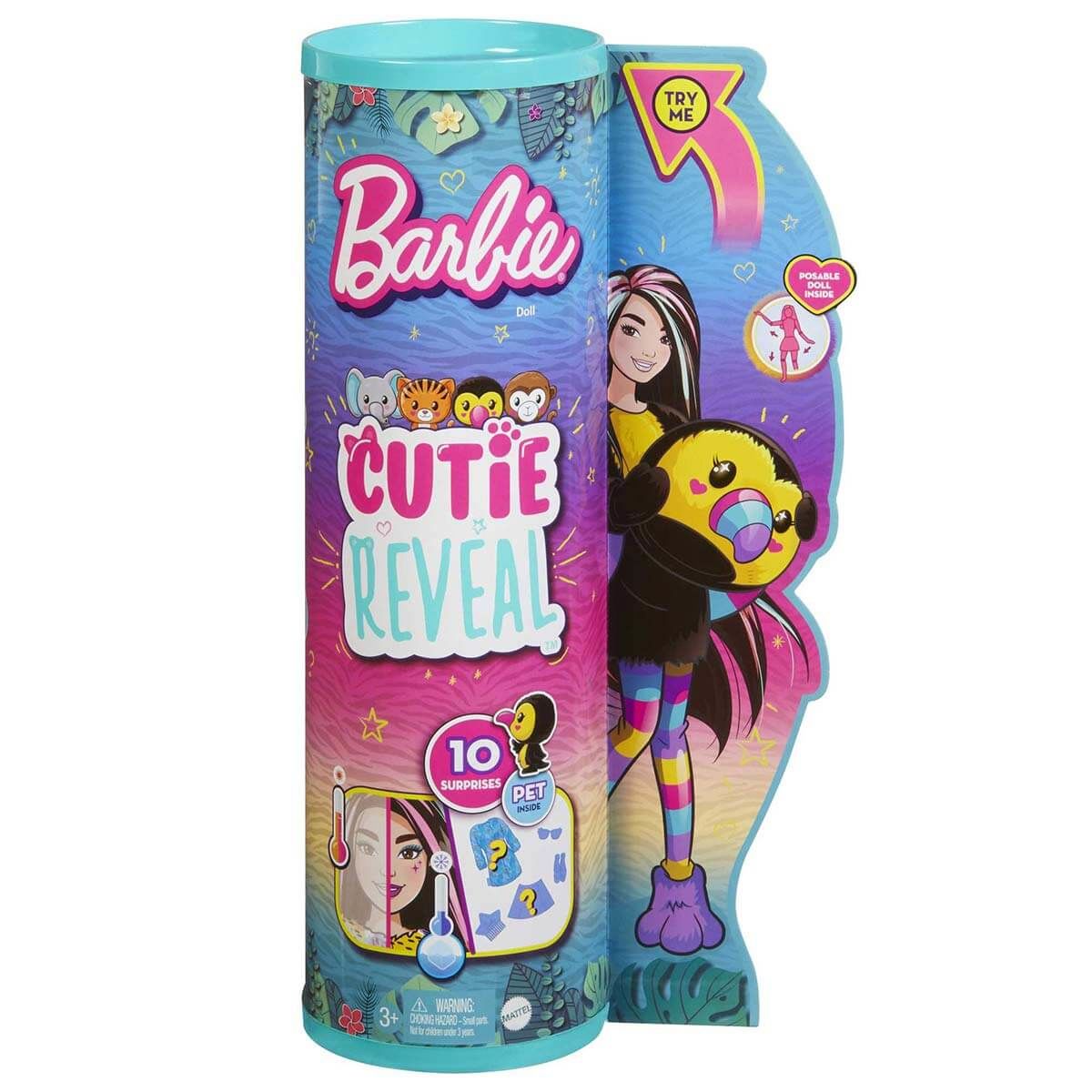 Barbie Cutie Reveal Bebekler Jungle Serisi Oyuncak Bebek Desteği-Tukan